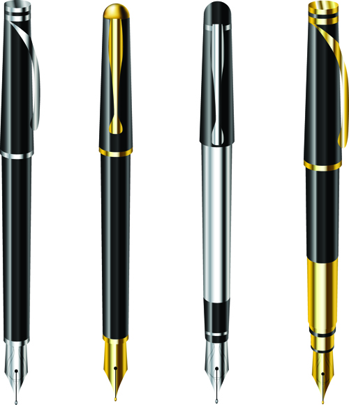 Different Realistic Pen design vector set 05