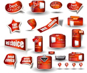 Set of Red style Website design Elements vector 01