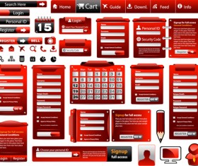 Set of Red style Website design Elements vector 02