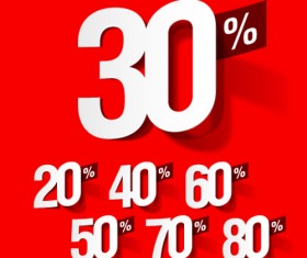 Red tags Stickers discount vector set 04