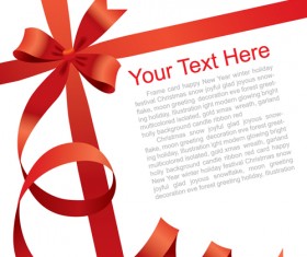 Gift card with red ribbons design vector 02