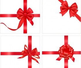 Gift card with red ribbons design vector 04