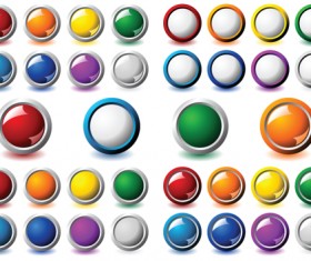 Round glass button web design vector 01