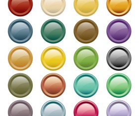 Round glass button web design vector 03