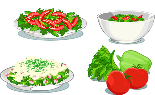 Elements of Salad mix vector graphic 05