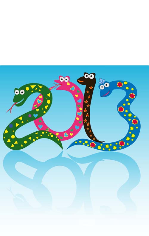 Set of 2013 year of snake design vector 14