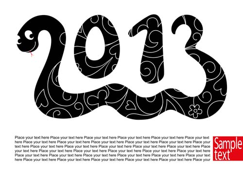 Set of 2013 year of snake design vector 15