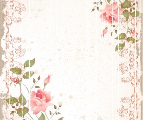 Set of Flowers and backgrounds design elements vector 01
