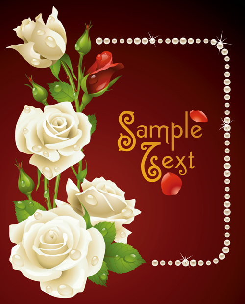 Set of Flowers and backgrounds design elements vector 02