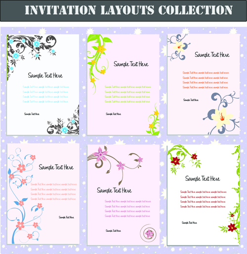 Set of invitation cards layouts vector