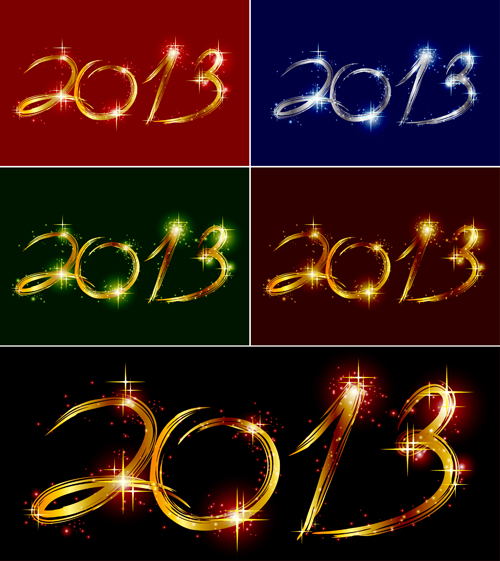 Shiny 2013 New year design elements vector 02