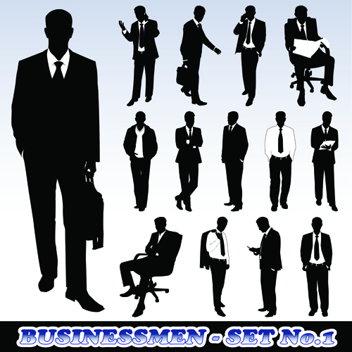 Silhouettes of businesspeople design vector graphics 01