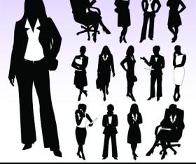Silhouettes of businesspeople design vector graphics 02