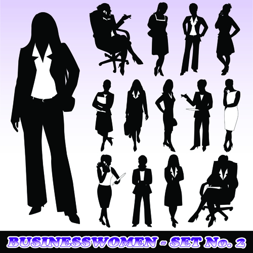 Silhouettes of businesspeople design vector graphics 02