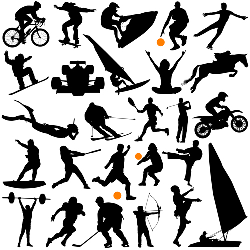 Different of Sport silhouette vector graphic set 03