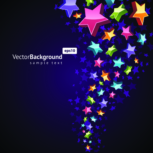 Colorful Stars with backgrounds vector set 01