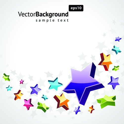 Colorful Stars with backgrounds vector set 02