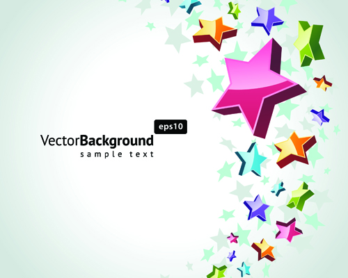 Colorful Stars with backgrounds vector set 04