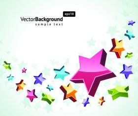 Colorful Stars with backgrounds vector set 05