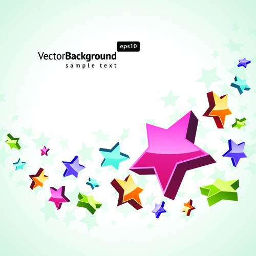 Colorful Stars with backgrounds vector set 05