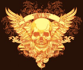 Elements of Sticker on the shirt skull vector 01