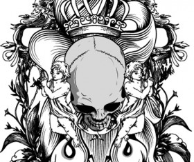 Elements of Sticker on the shirt skull vector 02