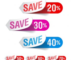 Color discount Stickers design vector graphics 05