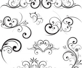 Swirls decor design vector set 01