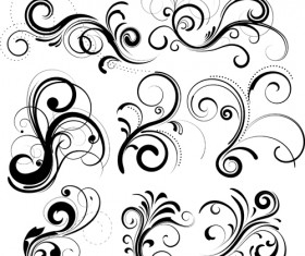 Swirls decor design vector set 04