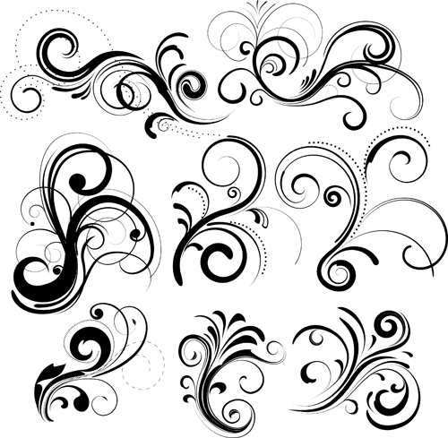 Swirls decor design vector set 04