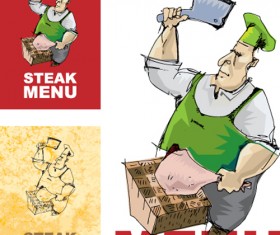 Chef with menu cover Templates vector graphic 02