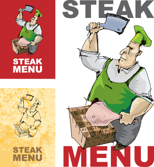 Chef with menu cover Templates vector graphic 02