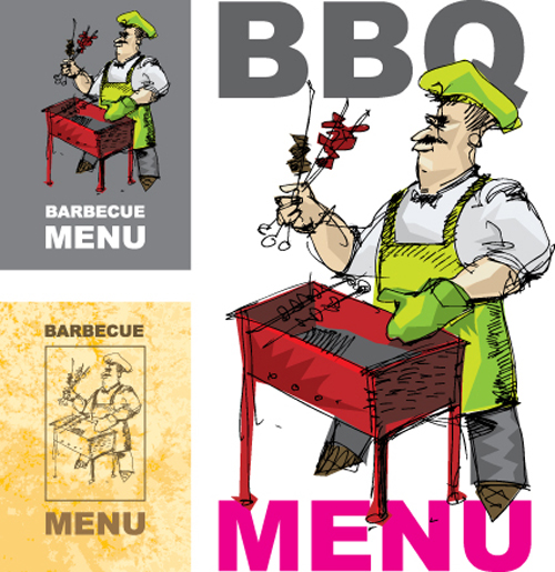 Chef with menu cover Templates vector graphic 03