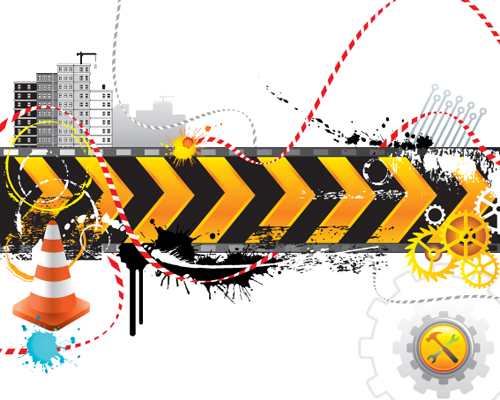 Construction signs mix Garbage elements vector 02