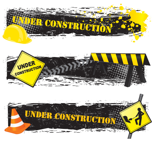 Construction signs mix Garbage elements vector 03