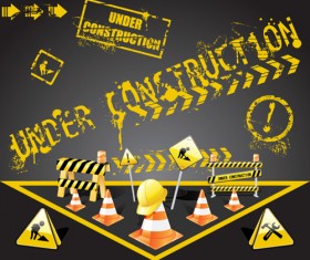 Construction signs mix Garbage elements vector 04