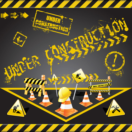 Construction signs mix Garbage elements vector 04