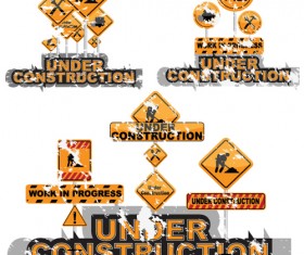 Construction signs mix Garbage elements vector 06