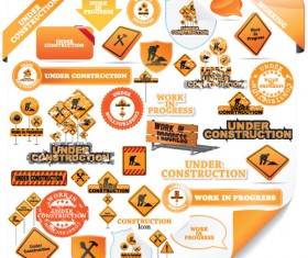 Construction signs mix Garbage elements vector 07