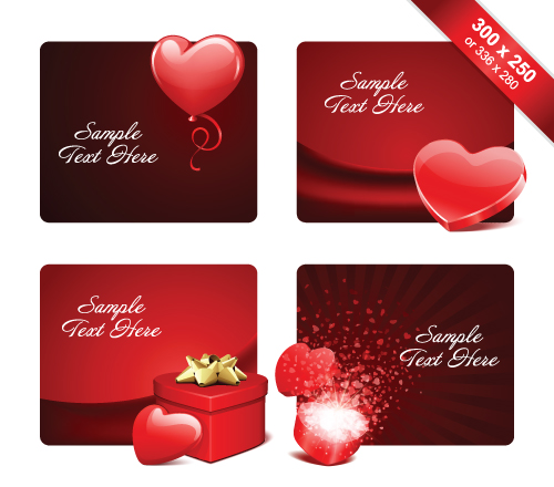 Various Valentines Day Cards design vector set 04