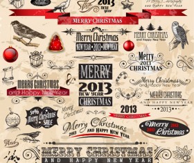 Various Christmas decor elements vector set 03