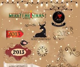 Various Christmas decor elements vector set 04