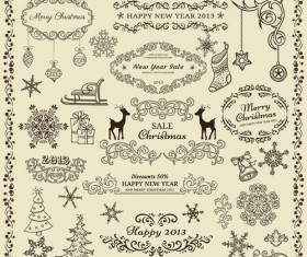 Various Christmas decor elements vector set 01