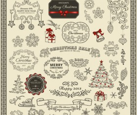 Various Christmas decor elements vector set 02