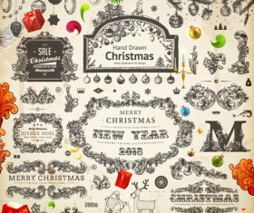 Vintage Christmas and New Year 2013 Ornaments vector 06