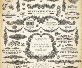 Vintage Christmas and New Year 2013 Ornaments vector 07