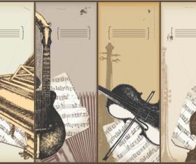 Hand drawn Vintage Musical instruments vector 01