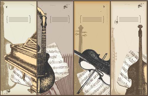 Hand drawn Vintage Musical instruments vector 01