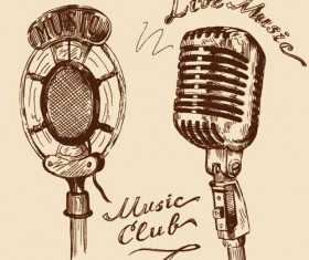 Hand drawn Vintage Musical instruments vector 02