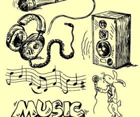 Hand drawn Vintage Musical instruments vector 03